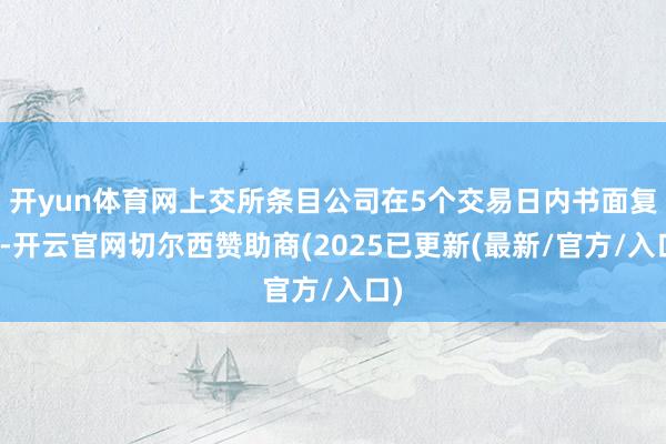 开yun体育网上交所条目公司在5个交易日内书面复兴-开云官网切尔西赞助商(2025已更新(最新/官方/入口)