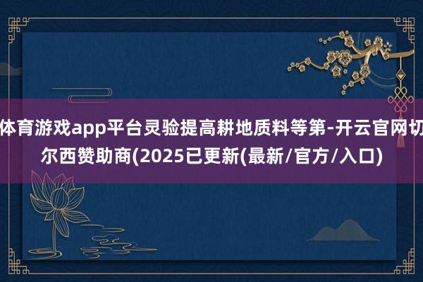 体育游戏app平台灵验提高耕地质料等第-开云官网切尔西赞助商(2025已更新(最新/官方/入口)